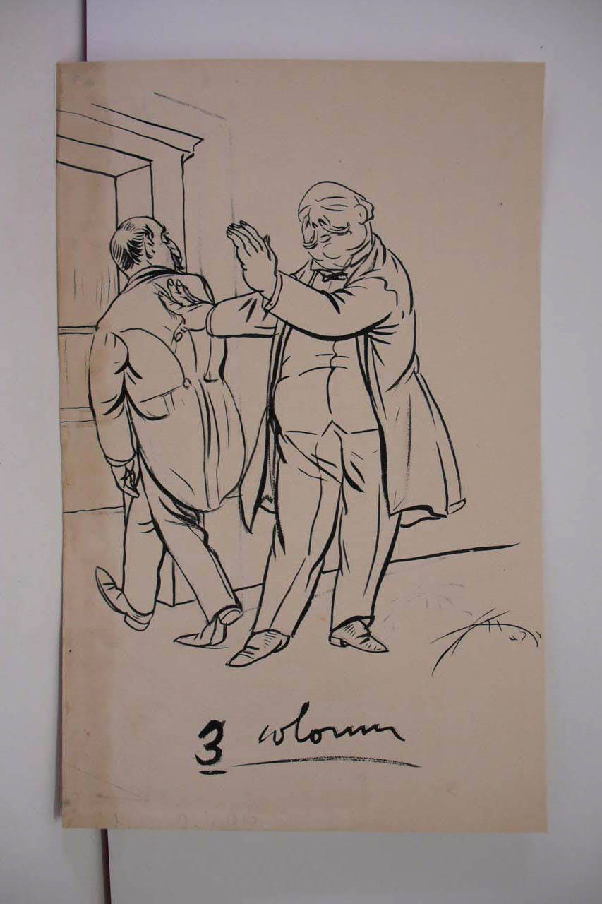 LA RIAPERTURA DELLA CAMERA. (disegno) di Mazza, Aldo (1916/07/02 - )