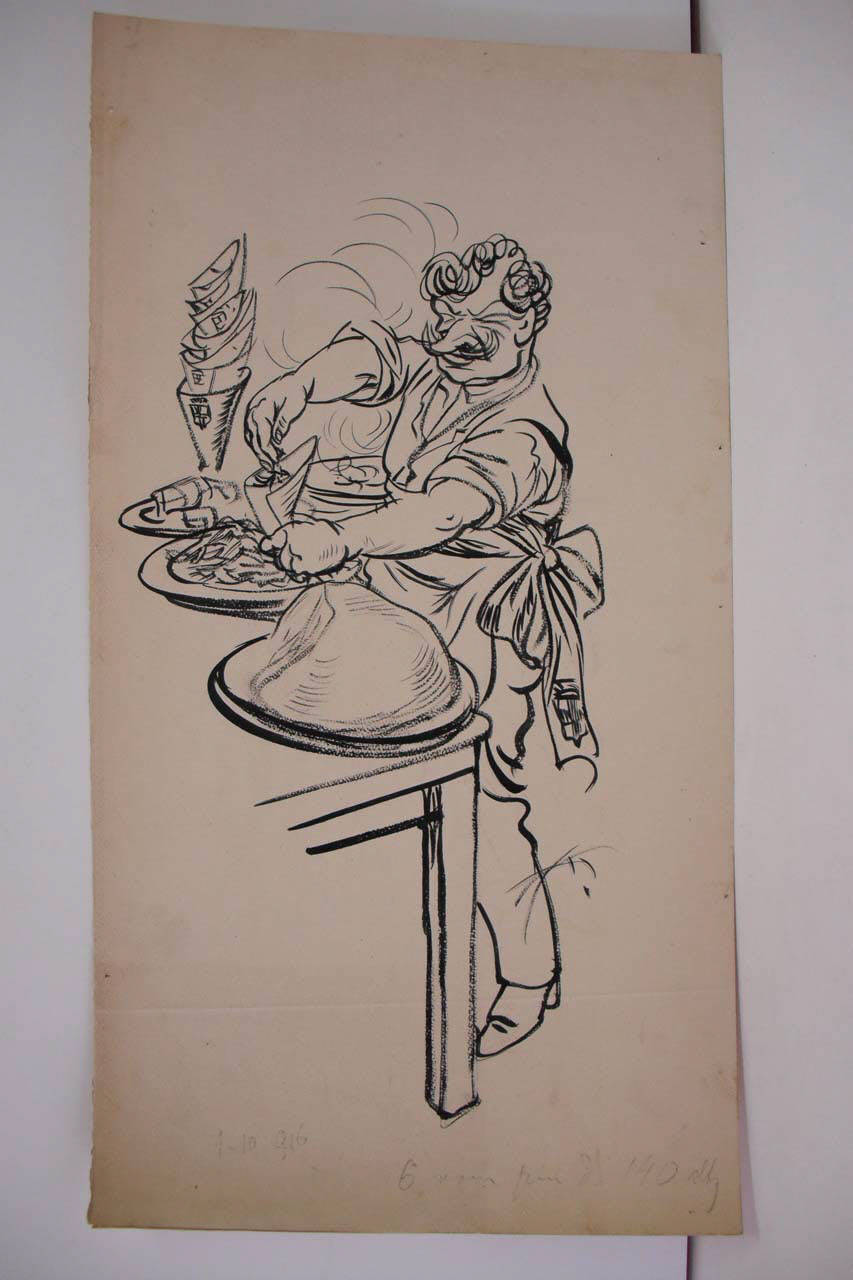 LA MUNICIPALIZZAZIONE DEL PESCE. (disegno) di Mazza, Aldo (1916/10/01 - )