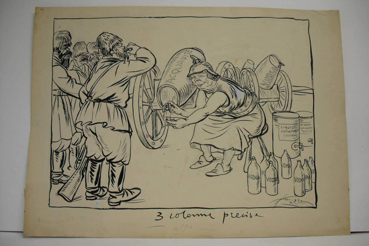 L'ULTIMA MERAVIGLIA DI KRUPP. (disegno) di Mazza, Aldo (1917/05/27 - )