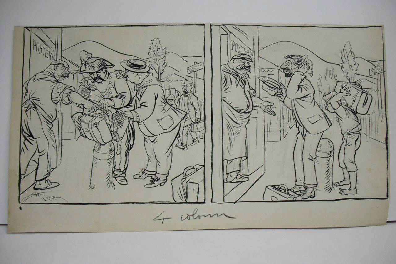 IL RISPETTO ALLA LEGGE IN VILLEGGIATURA. (disegno) di Mazza, Aldo (1917/07/08 - )