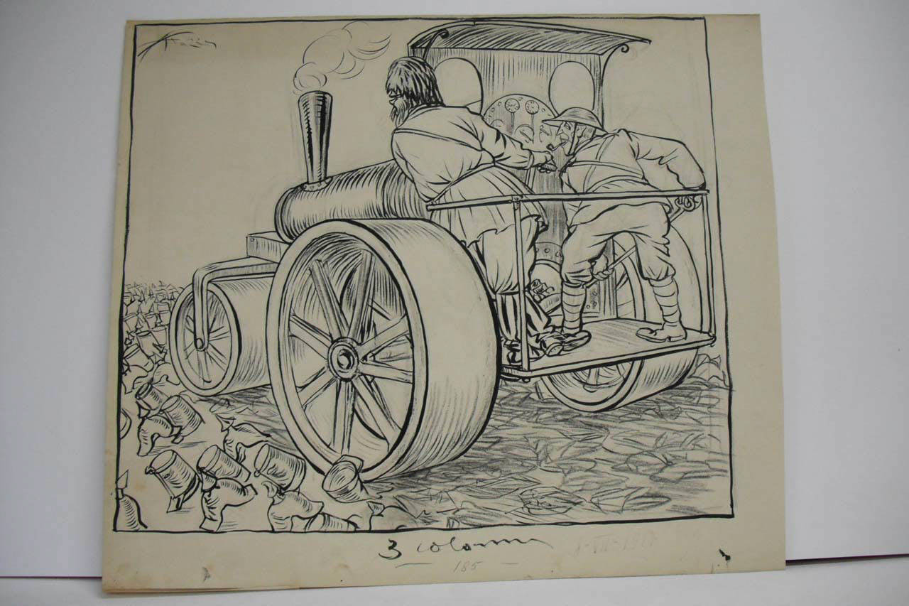 IL RULLO COMPRESSORE. (disegno) di Mazza, Aldo (1917/07/08 - )