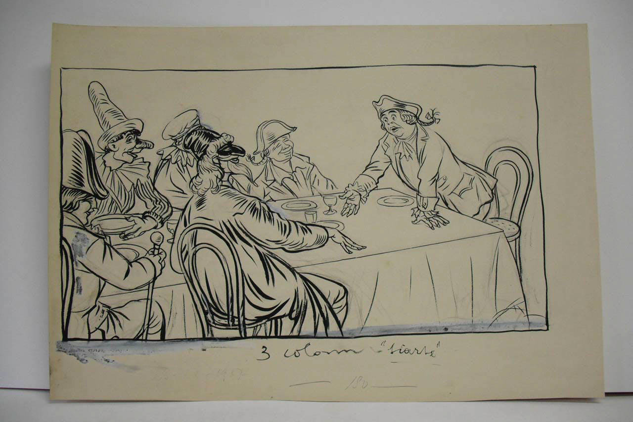 PROVVIGIONI EGUALI PER TUTTI. (disegno) di Mazza, Aldo (1917/09/23 - )