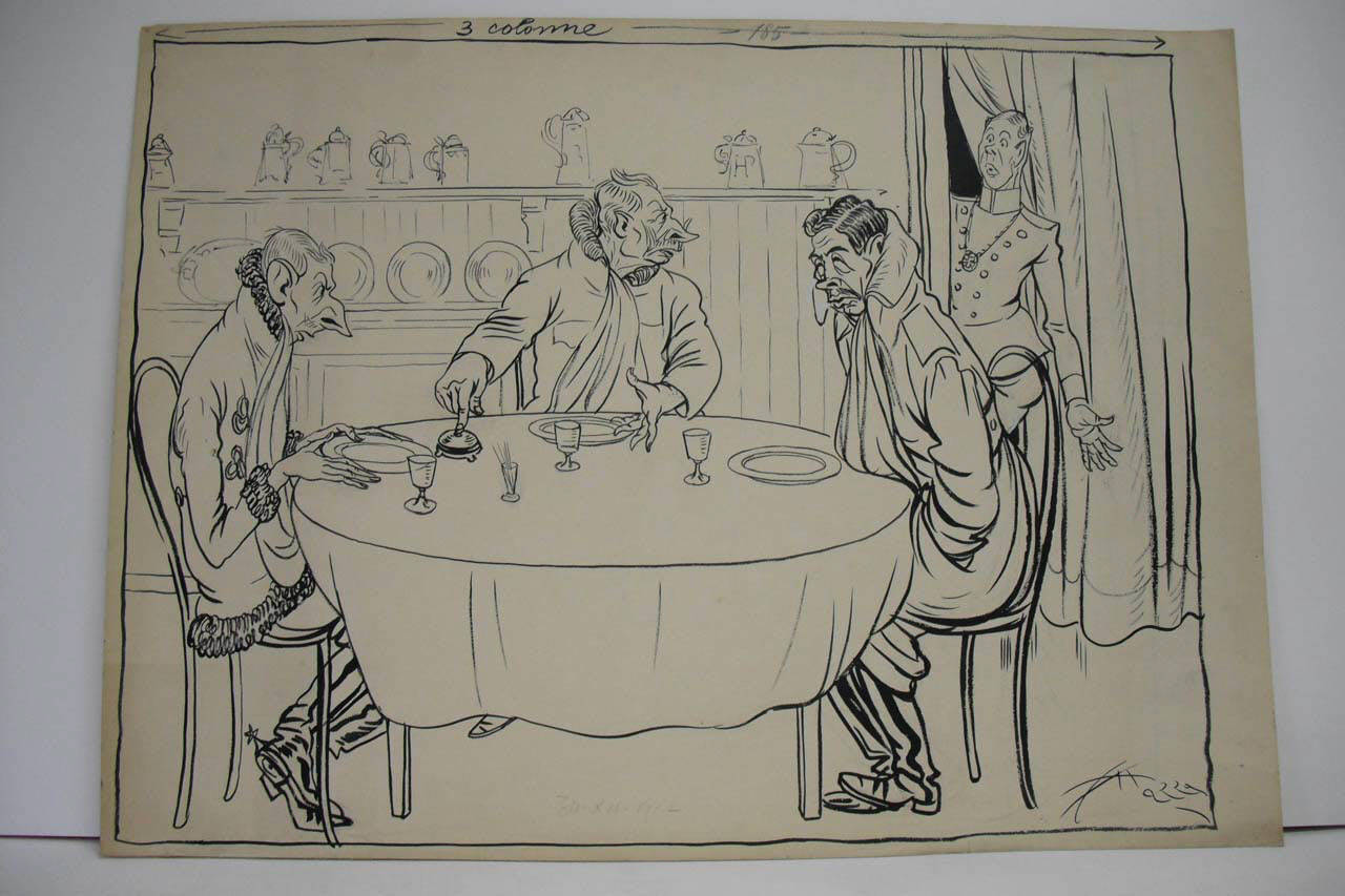 LA CENA DI S. SILVESTRO. (disegno) di Mazza, Aldo (1917/12/30 - )