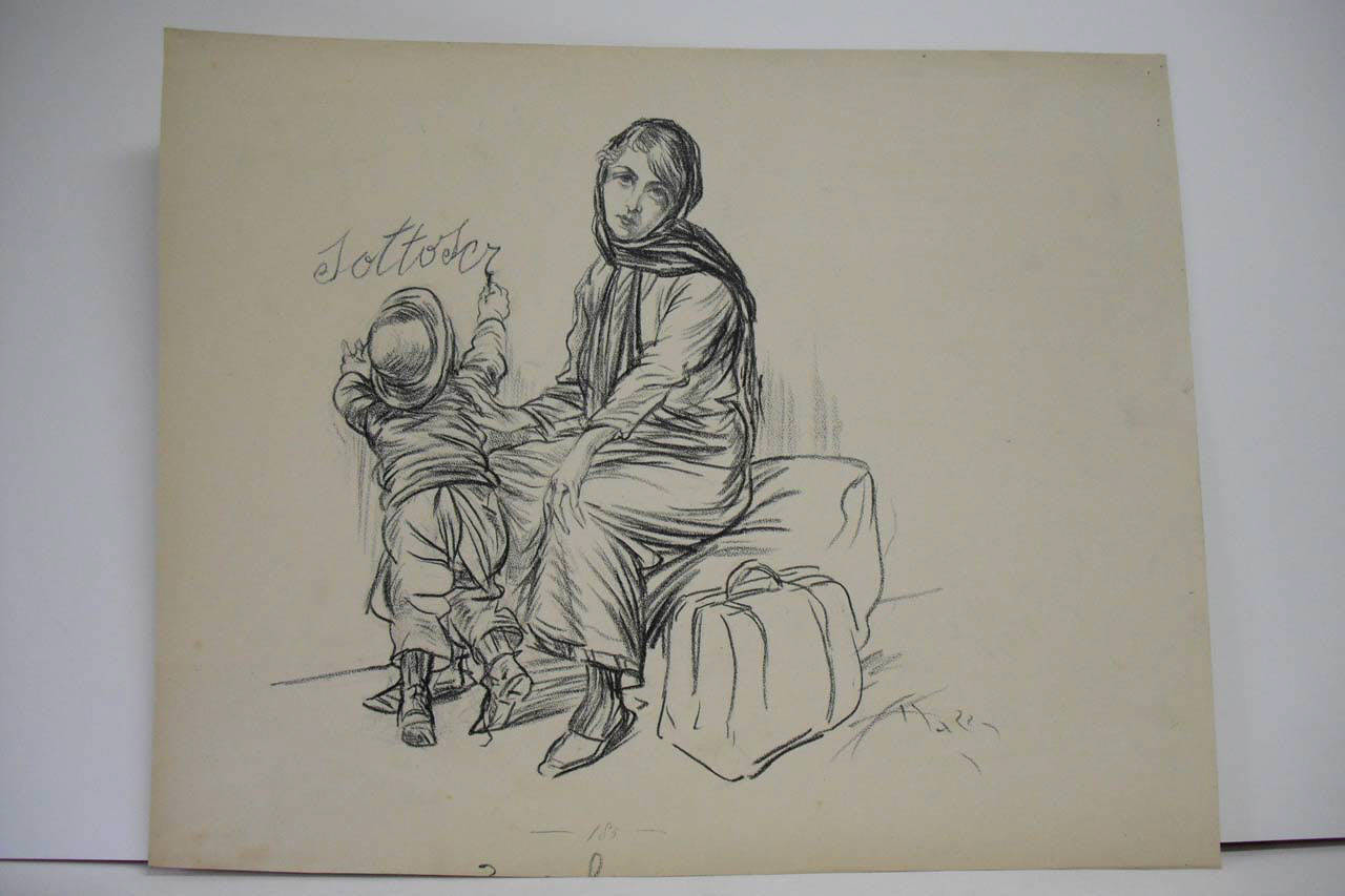I PROFUGHI E IL PRESTITO. (disegno) di Mazza, Aldo (1918/02/03 - )