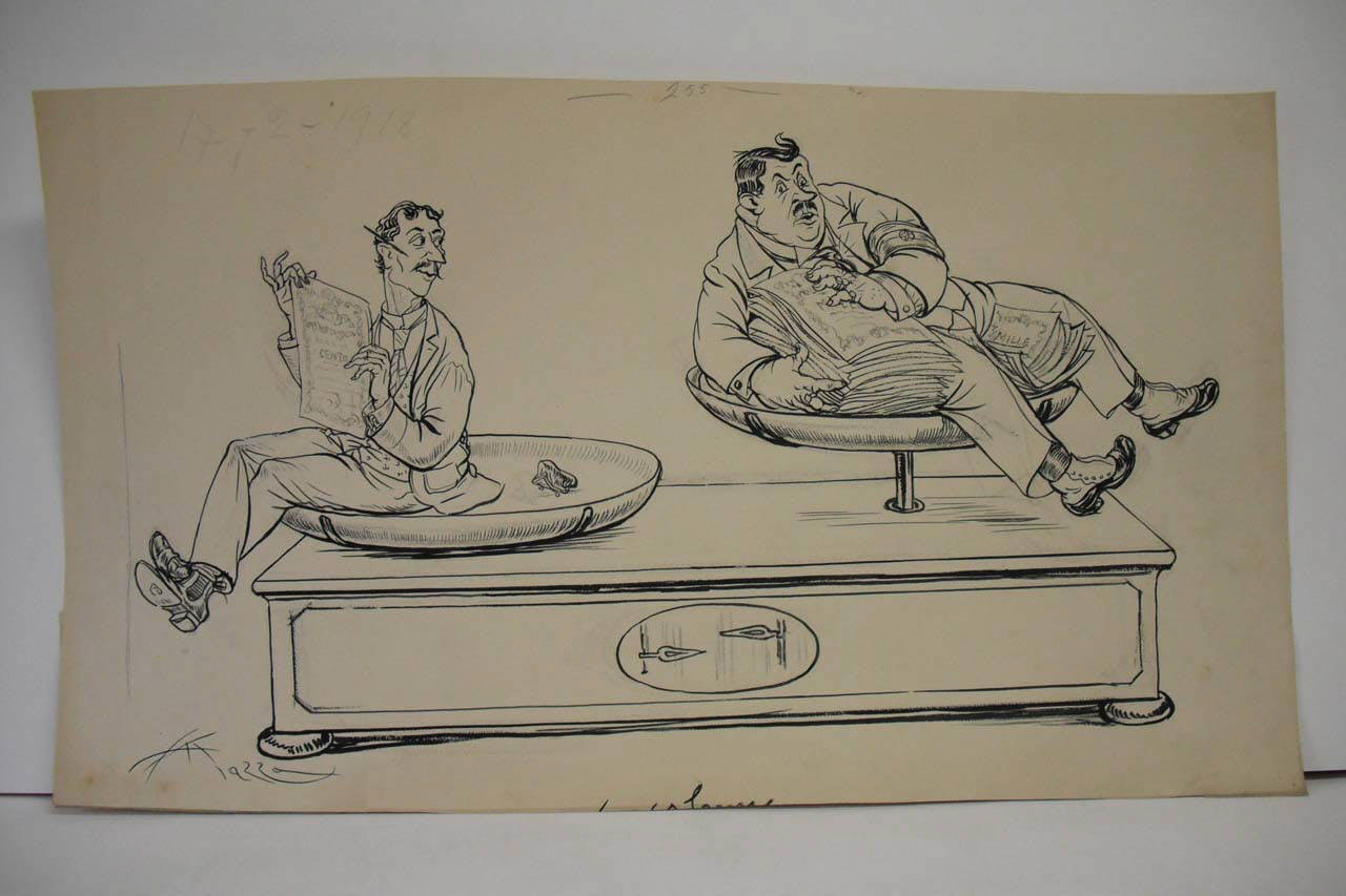 LA BILANCIA DEL PRESTITO. (disegno) di Mazza, Aldo (1918/02/17 - )