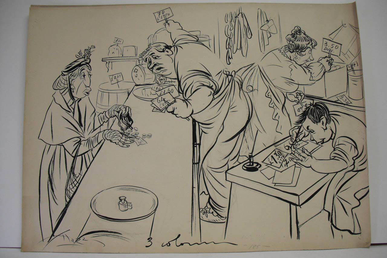 IL SEMPRE Più CARO VIVERI. (disegno) di Mazza, Aldo (1918/03/17 - )