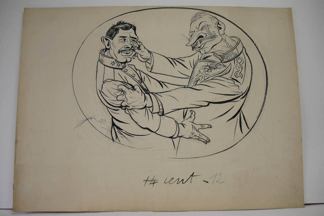L'INCONTRO DEI DUE IMPERATORI. (disegno) di Mazza, Aldo (1918/05/19 - )