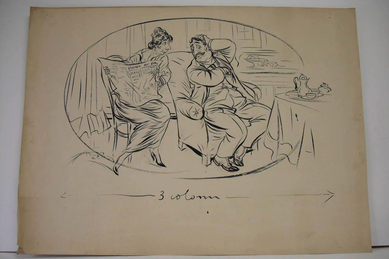 I RENITENTI ALLA SOTTOSCRIZIONE. (disegno) di Mazza, Aldo (1918/06/09 - )