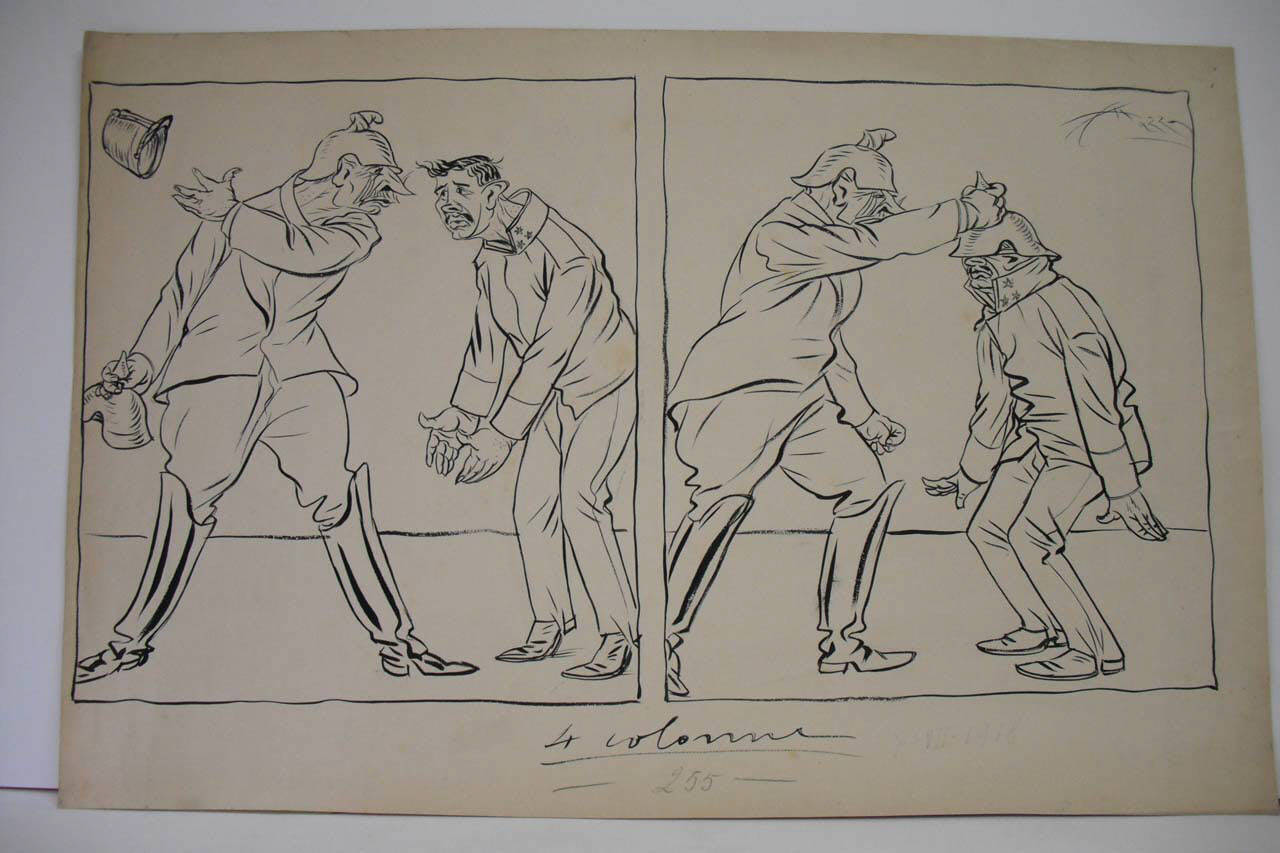 I GLORIOSI EFFETTI DELLA GRANDE OFFENSIVA. (disegno) di Mazza, Aldo (1918/07/07 - )