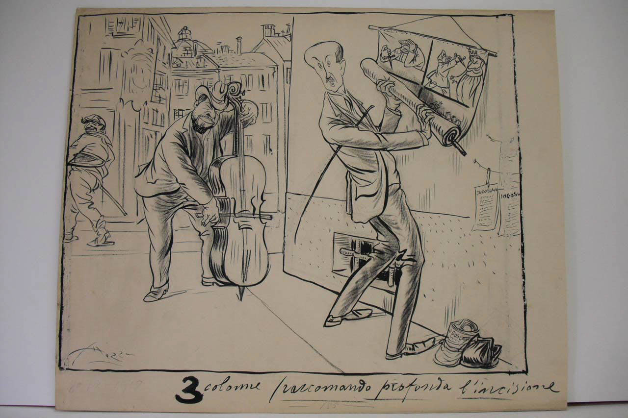 IL CANTASTORIE JUGOSLAVO. (disegno) di Mazza, Aldo (1918/09/08 - )