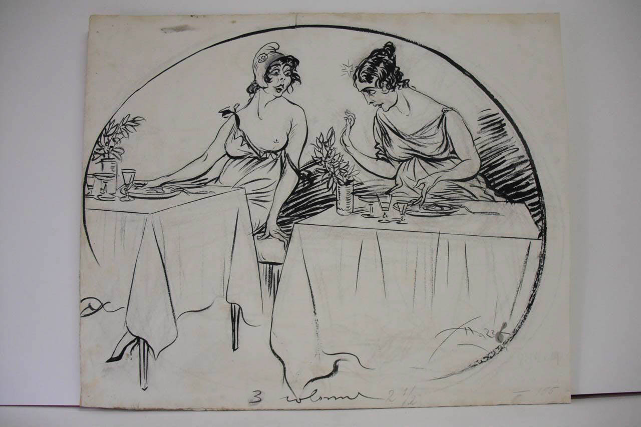 L'ITALIA E LA FRANCIA AL RISTORANTE DELLA PACE. (disegno) di Mazza, Aldo (1918/12/08 - )