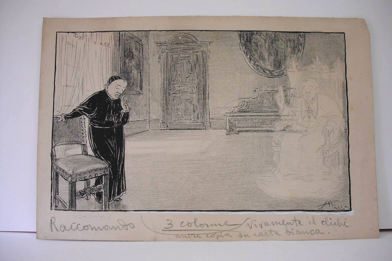 LA DENUNCIA DEL PASTORALE ALL'INDICE. (disegno) di Mazza, Aldo (1913/01/12 - )