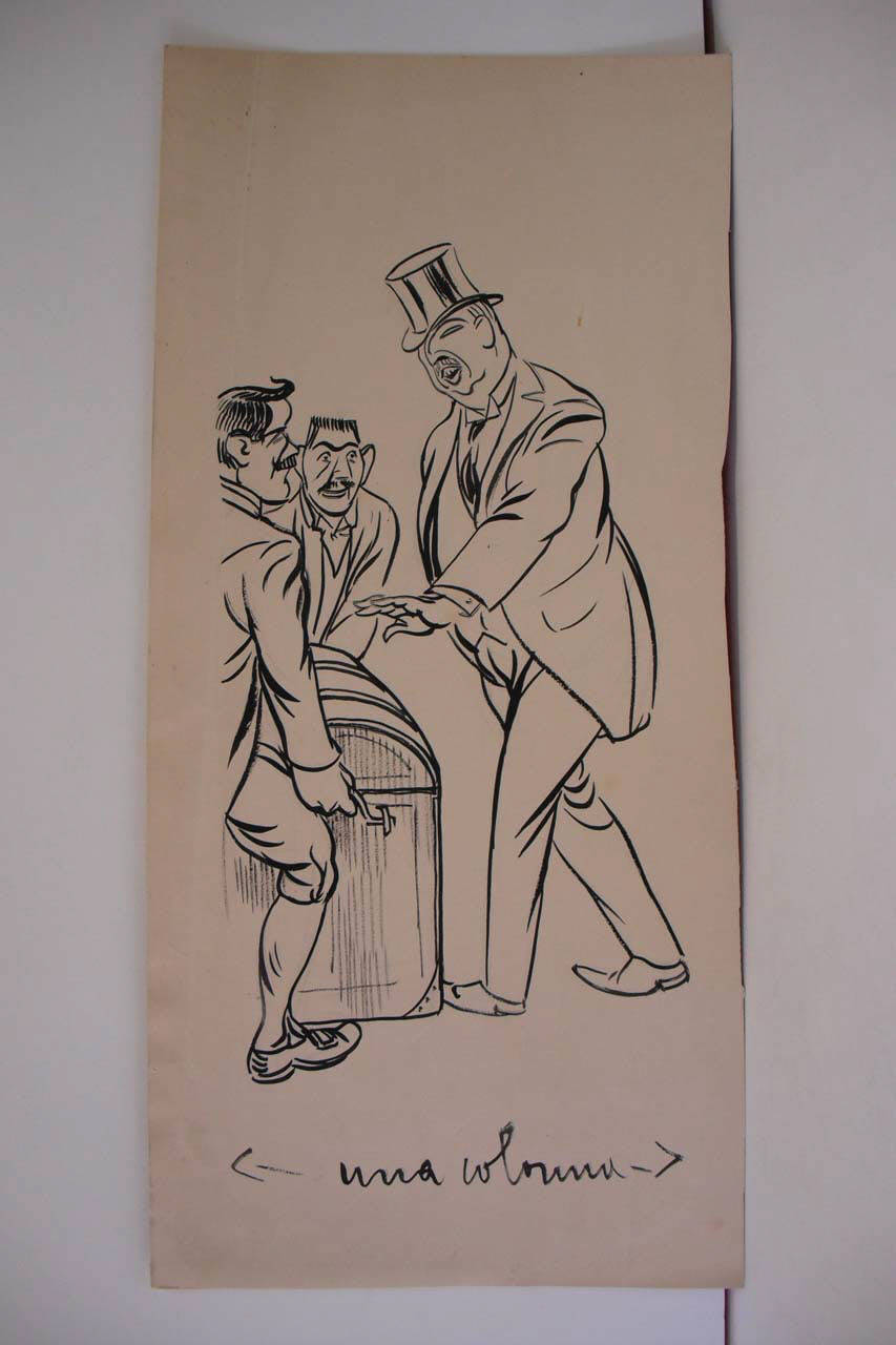 LA PARTENZA DEL COMMISSARIO REGIO. (disegno) di Mazza, Aldo (1914/06/21 - )