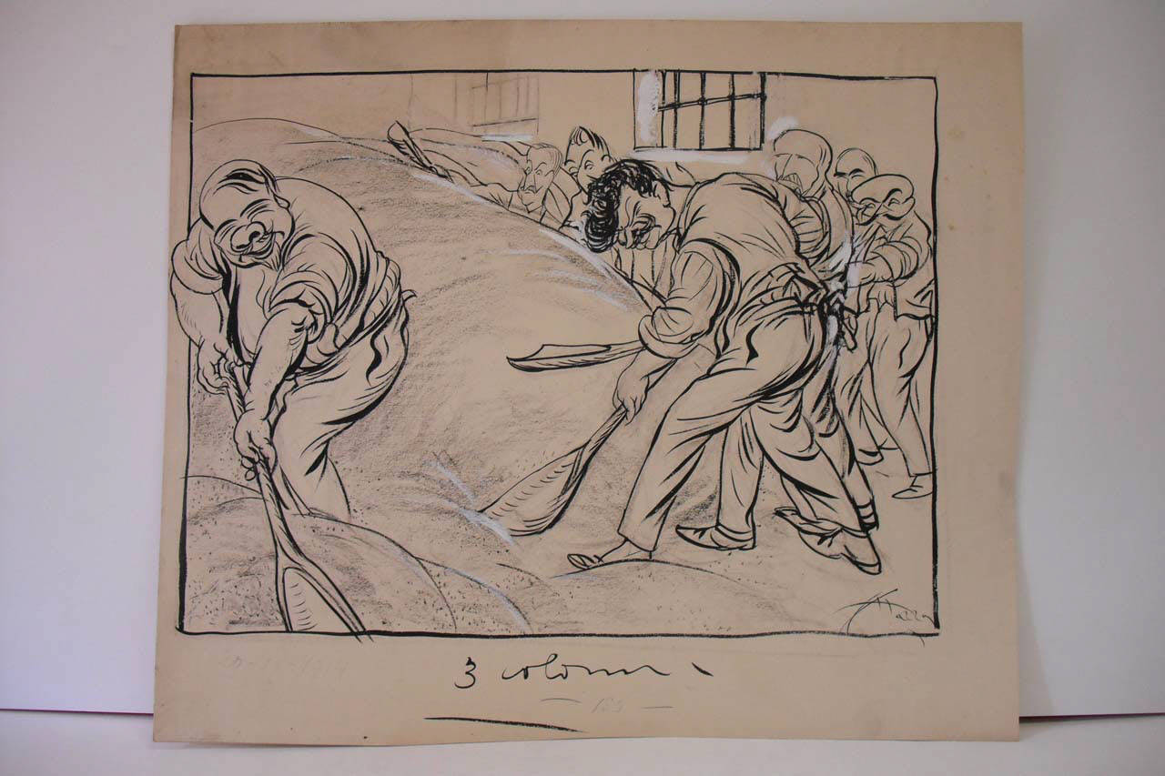 PER DAR ARIA AL GRANO. (disegno) di Mazza, Aldo (1914/09/20 - )