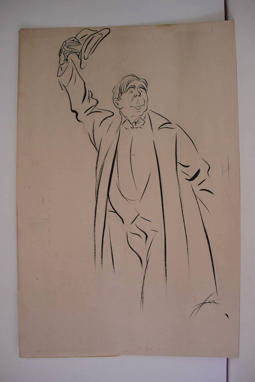 L'ENTUSIASTICA ACCOGLIENZA A MAETERLINK. (disegno) di Mazza, Aldo (1914/12/06 - )