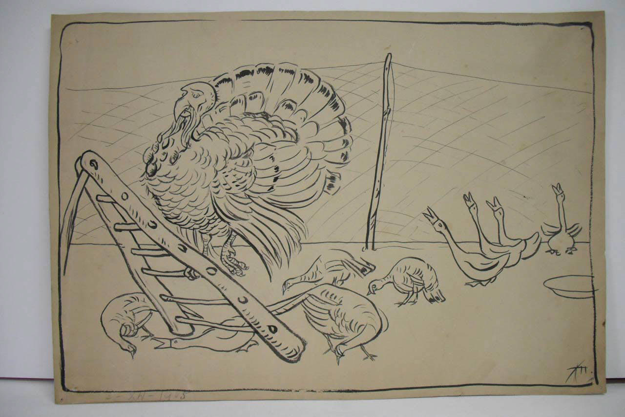 LA RIAPERTURA DELLA CAMERA IL PRESIDENTE SALE AL SEGGIO (disegno) di Mazza, Aldo (1905/12/03 - )