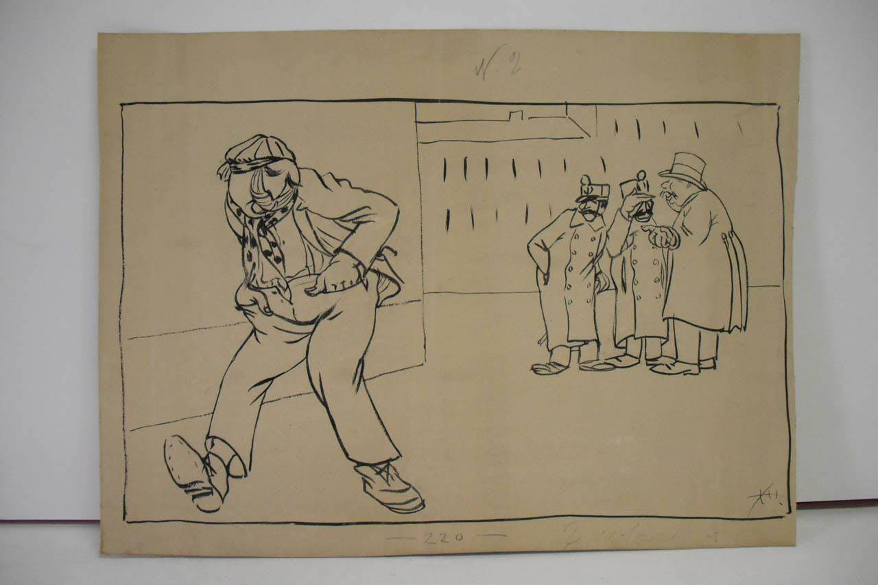 UN SORVEGLIATO PERICOLOSO (Vedi la poesia in prima pagina) (disegno) di Mazza, Aldo (1907/03/03 - )