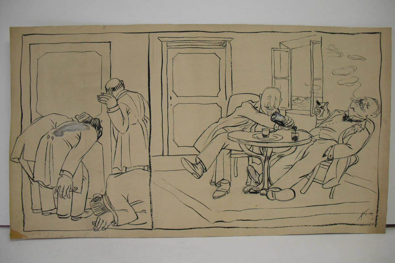 IL CONVEGNO TITTONI BULOW. (disegno) di Mazza, Aldo (1907/03/31 - )
