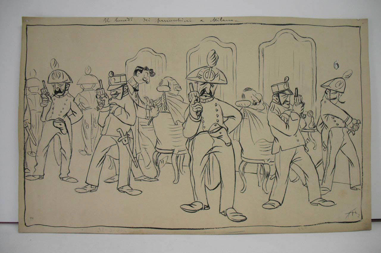 IL LUNEDì DEI PARRUCCHIERI A MILANO. (disegno) di Mazza, Aldo (1907/03/31 - )