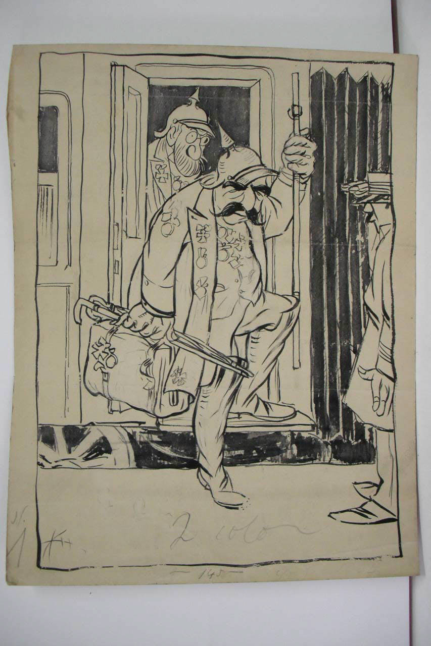 IL RITORNO DELLA TRIPLICE DA BERLINO. (disegno) di Mazza, Aldo (1907/06/09 - )