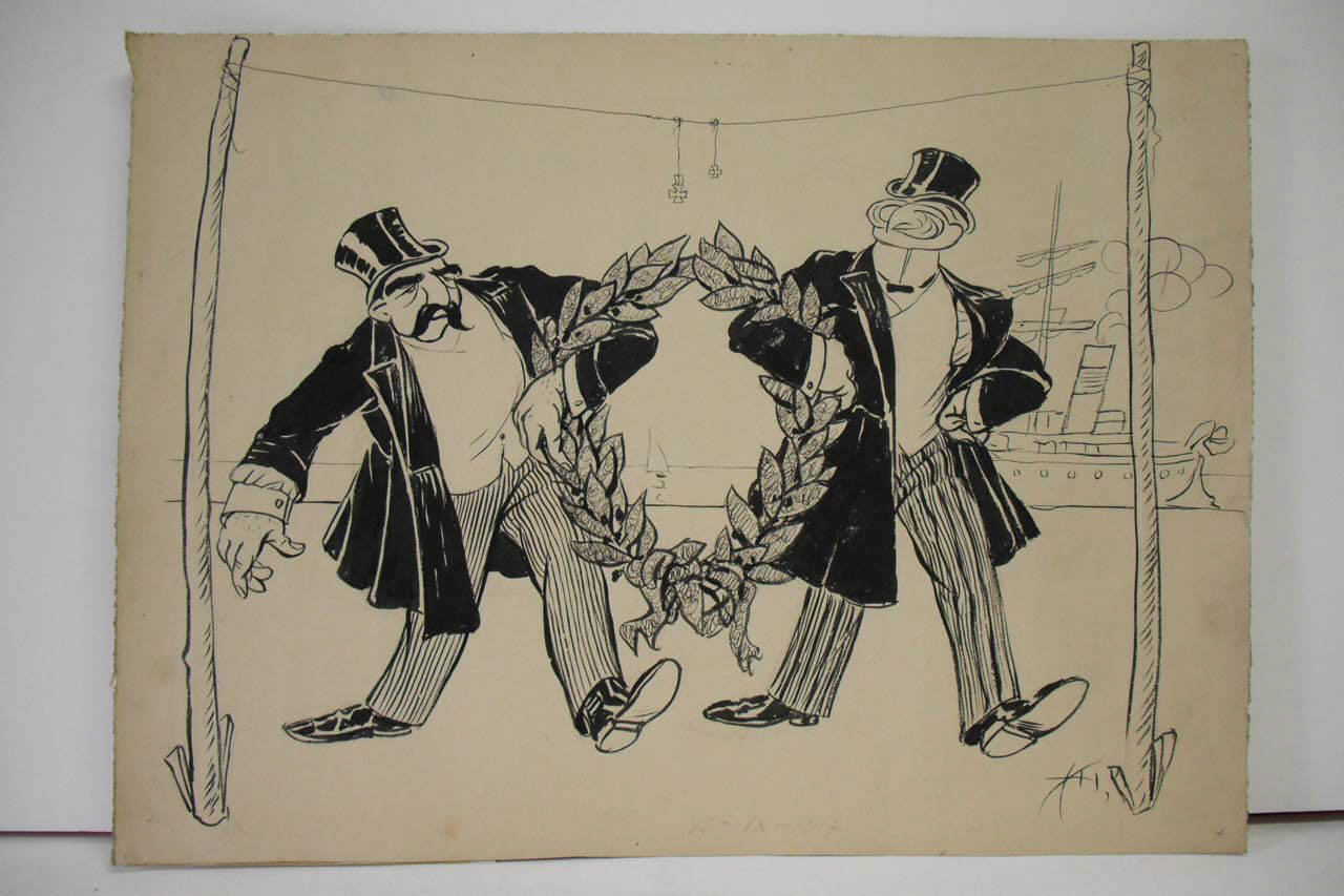 MANGILI E FIGLIO IN PORTOGALLO. (disegno) di Mazza, Aldo (1907/09/15 - )