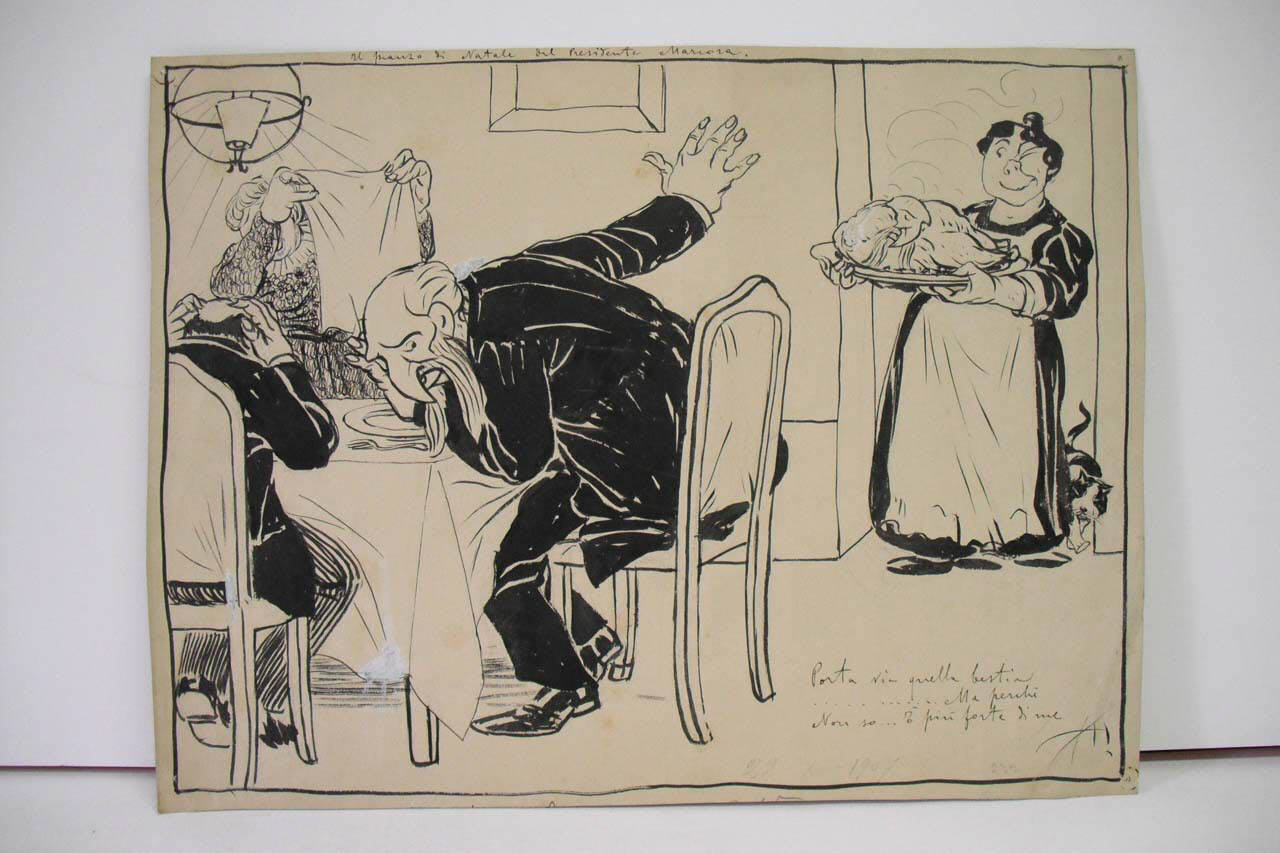IL PRANZO DI NATALE DEL PRESIDENTE MARCORA (disegno) di Mazza, Aldo (1907/12/22 - )