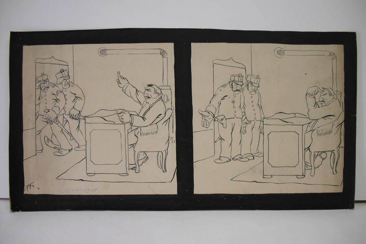 CINEMATOGRAFO P.S. + L'ARRESTO DELL'ASSASSINO. (disegno) di Mazza, Aldo (1908/01/12 - )