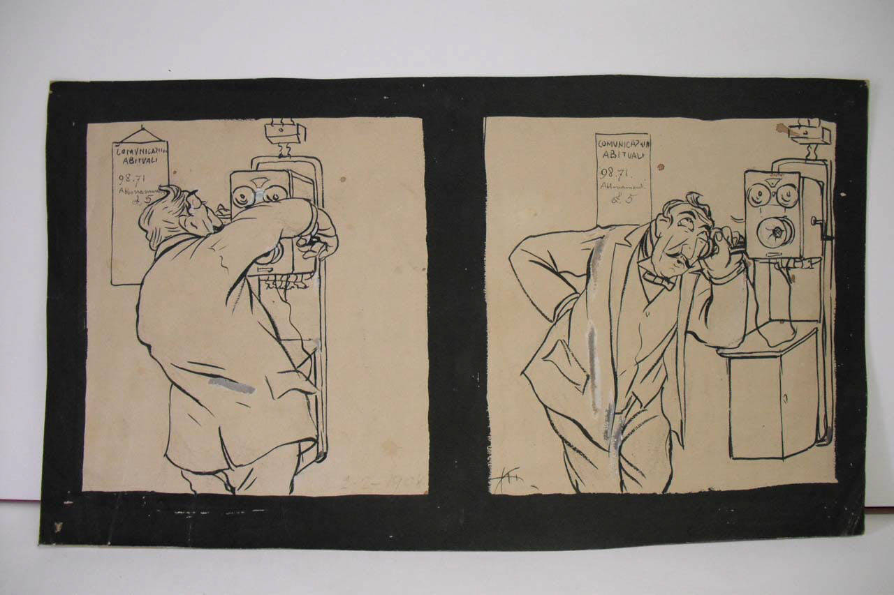 CINEMATOGRFO TELEFONICO - La solita scena senza pari. (disegno) di Mazza, Aldo (1908/02/02 - )