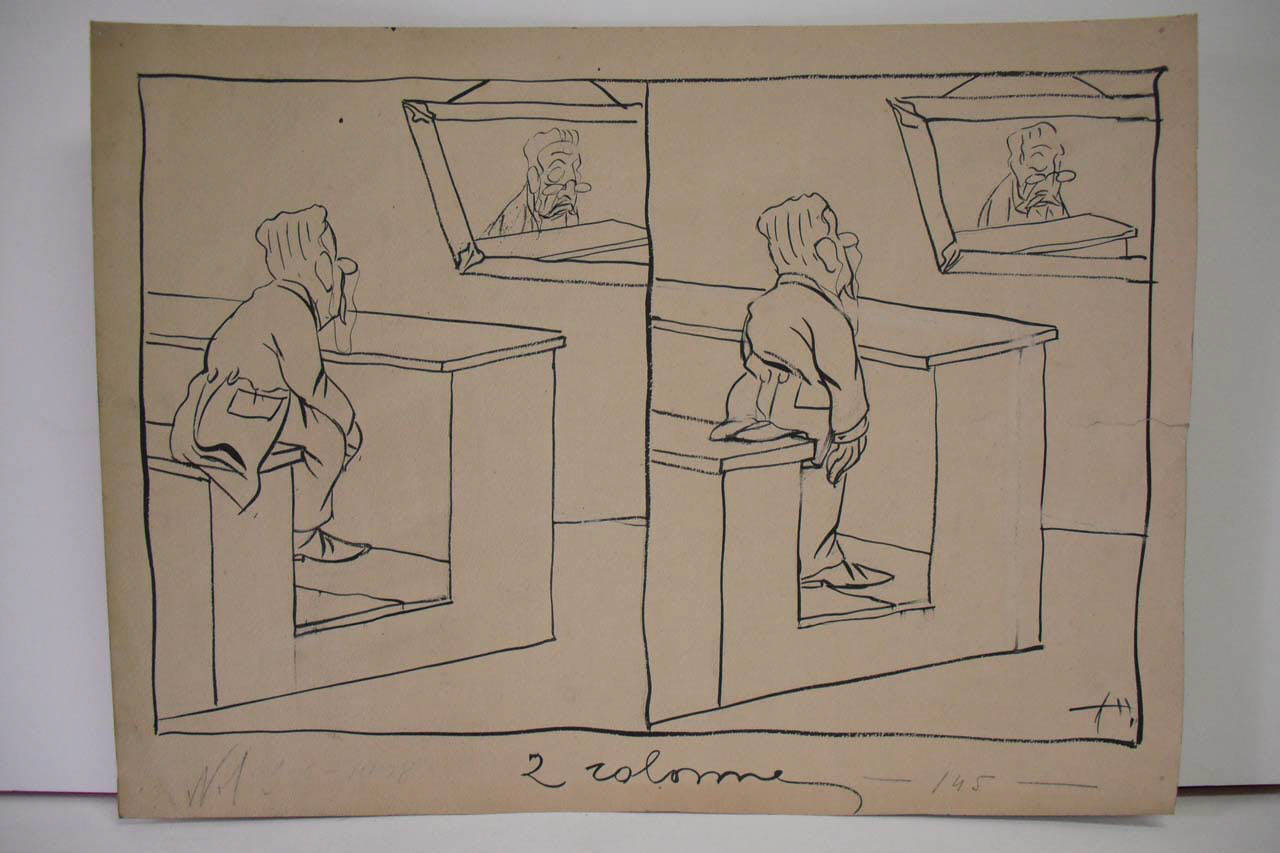 LA INCERTA VOTAZIONE DI ROMUSSI PER LE CONDO AL PORTOGALLO. (disegno) di Mazza, Aldo (1908/02/09 - )