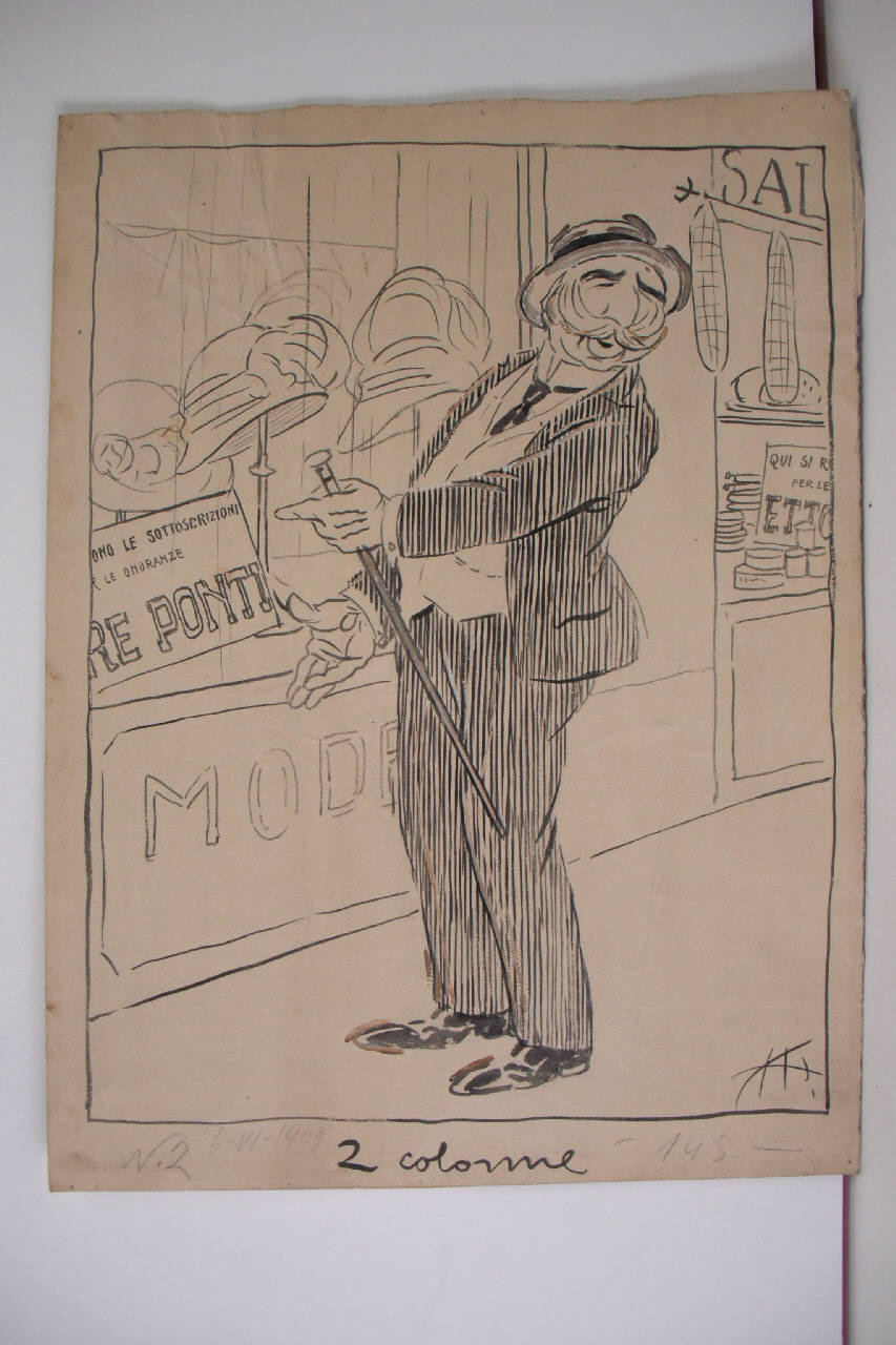 LE ONORANZE POPOLARI ALL'EX SINDACO PONTI. (disegno) di Mazza, Aldo (1909/06/06 - )