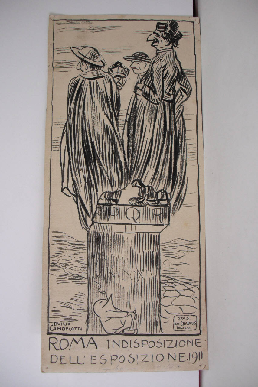 LA RECLAME PER L'ESPOSIZIONE DI ROMA. (disegno) di Mazza, Aldo (1910/05/22 - )