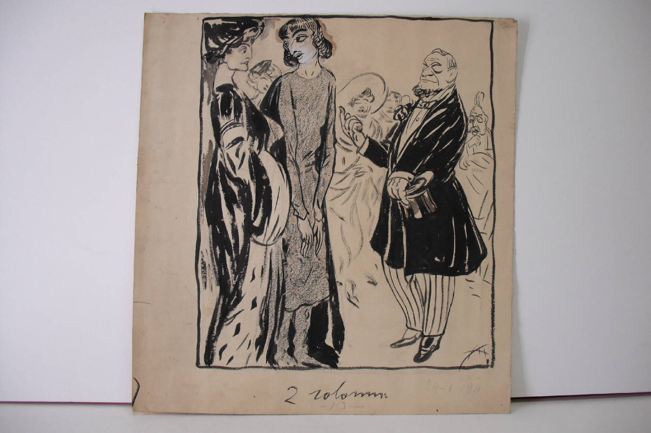 DOPO LE RAPPRESENTAZIONI PER BENEFICENZA IN CASA VISCONTI. Le offerte di un impresario americano. (disegno) di Mazza, Aldo (1911/01/29 - )