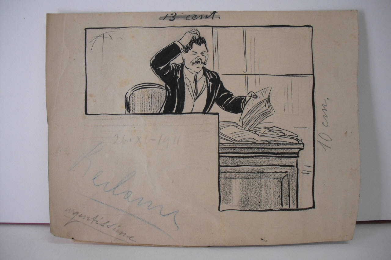 L'IMBARAZZO DEL CAV. E. MINETTI. (disegno) di Mazza, Aldo (1911/11/26 - )