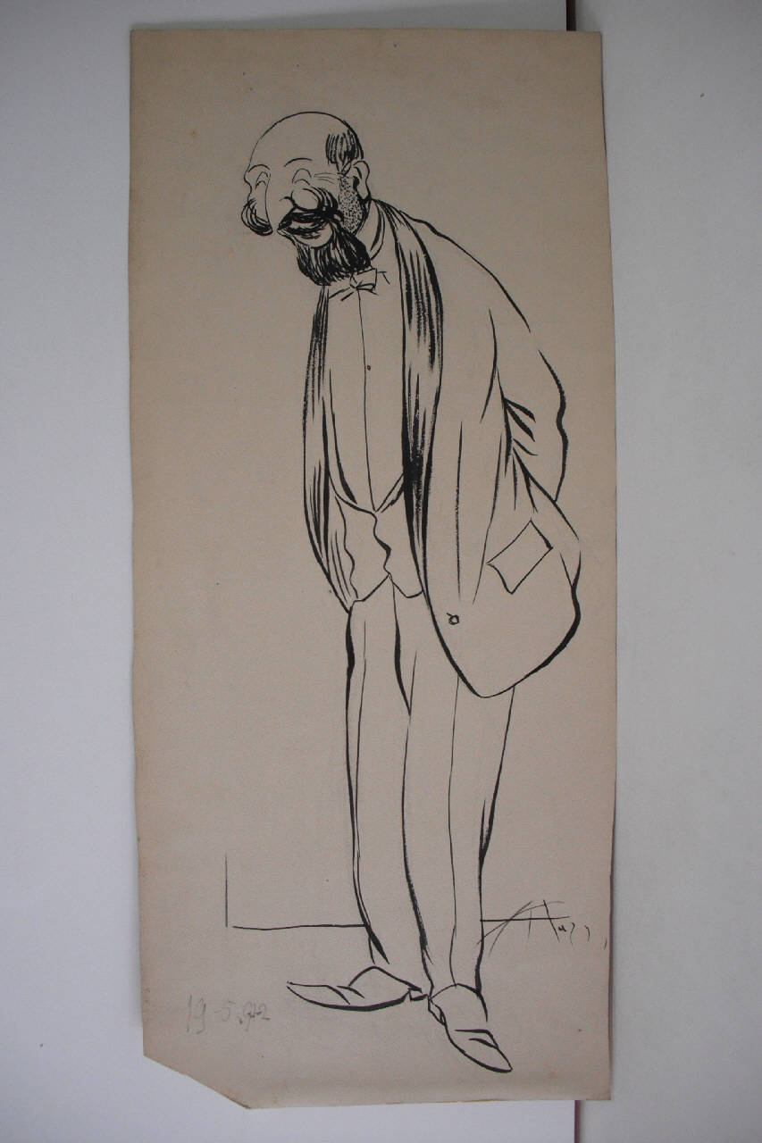 IL SEGRETARIO DEL COMITATO PEL CARNEVALONE DI PORTA GENOVA. (disegno) di Mazza, Aldo (1912/05/19 - )