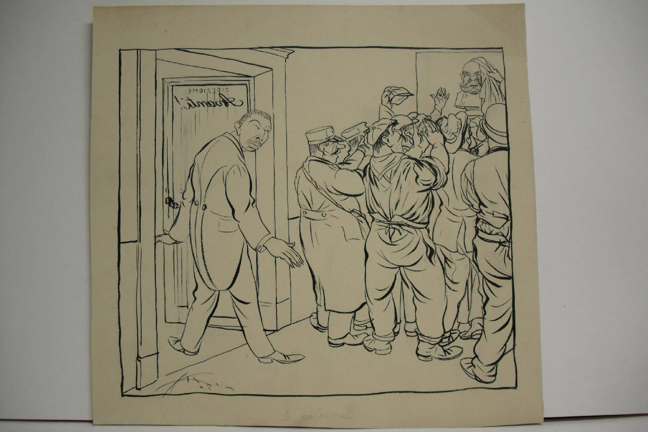 L'INAUGURAZIONE DEL BUSTO DI FRANCESCO GIUSEPPE ALL'"AVANTI!" (disegno) di Mazza, Aldo (1915/01/17 - )