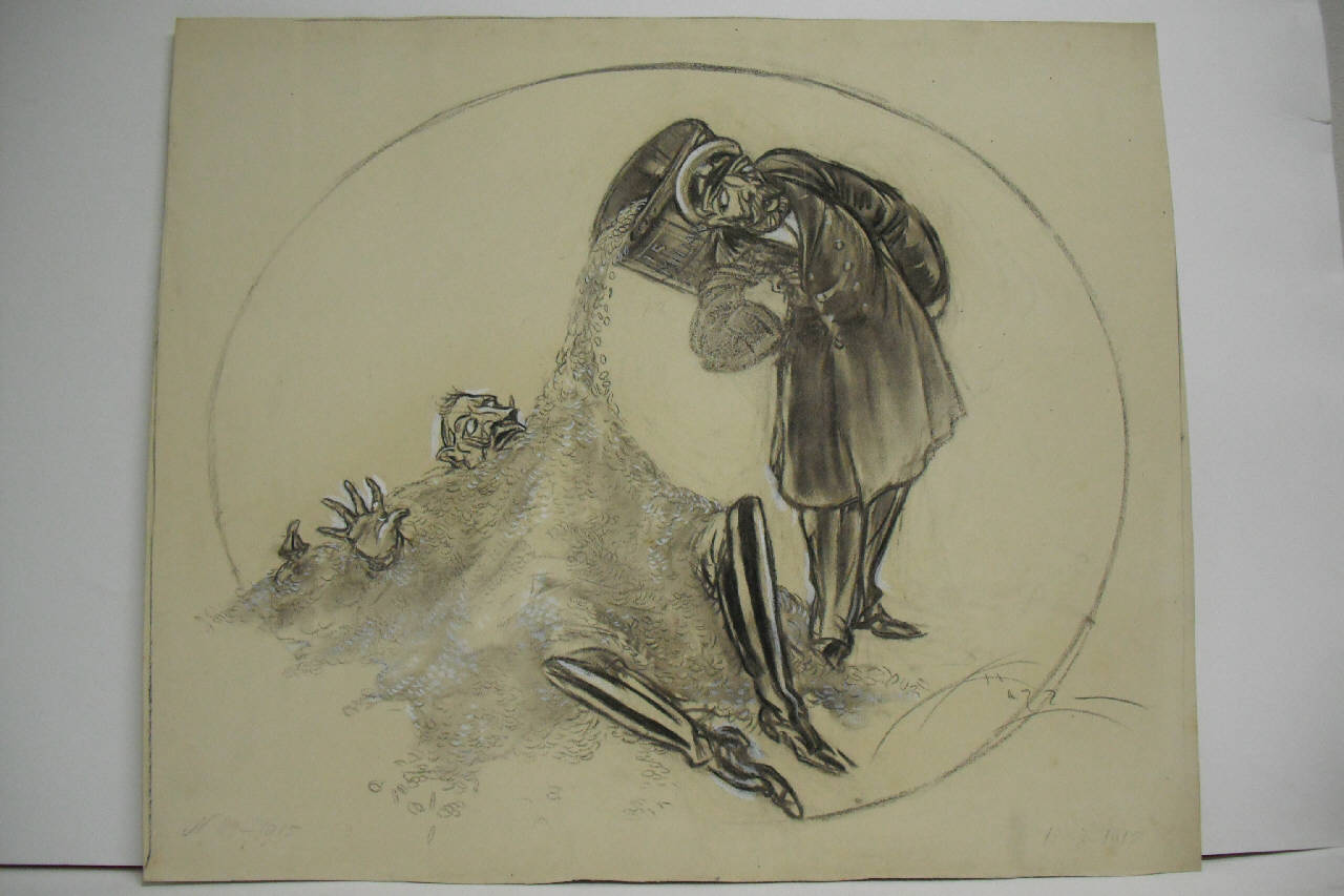 I DICIASSETTE MILIARDI DEL PRESTITO INGLESE. (disegno) di Mazza, Aldo (1915/07/18 - )