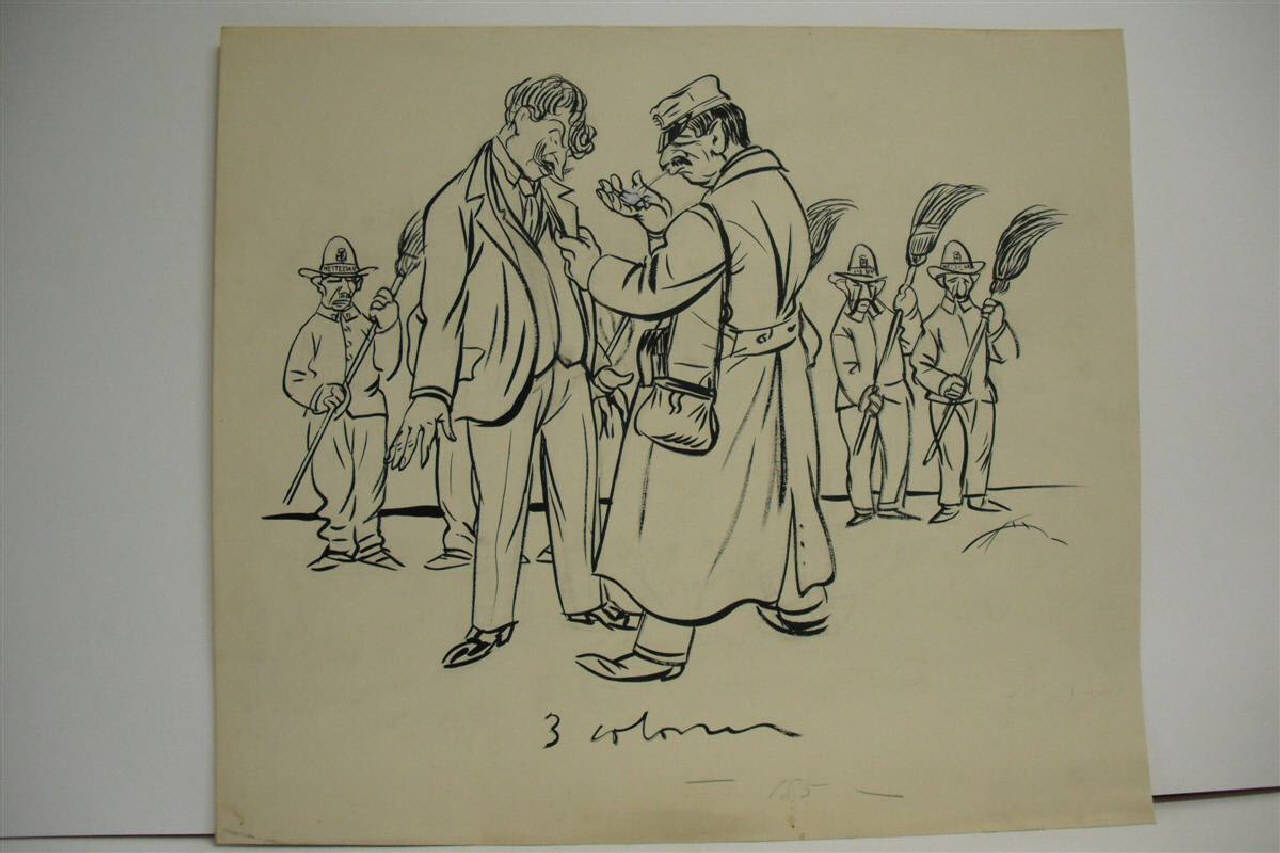 UNA DOVUTA ONORIFICENZA AL SINDACO. (disegno) di Mazza, Aldo (1916/01/30 - )