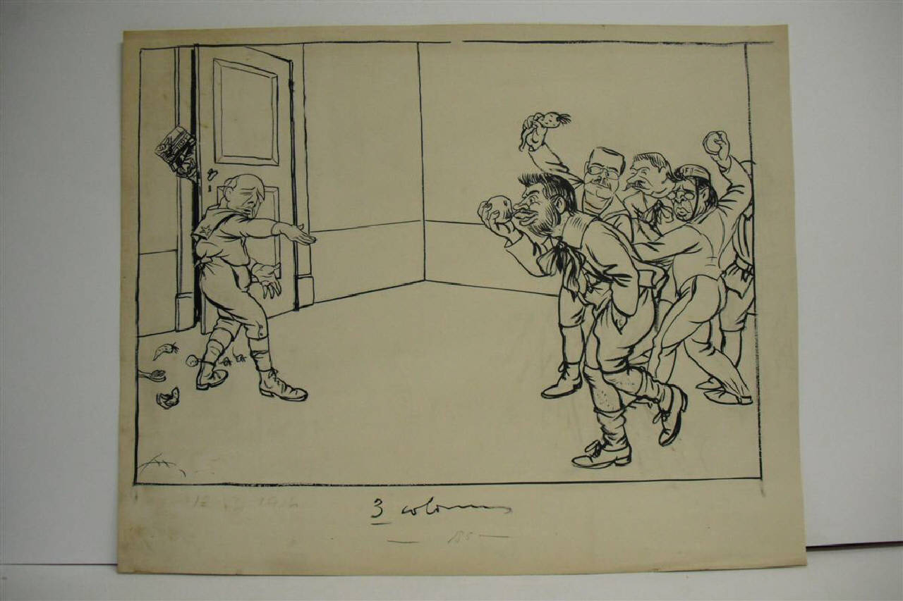 LE MONELLERIE DEI BAMBINI ALLA CAMERA. (disegno) di Mazza, Aldo (1916/03/12 - )