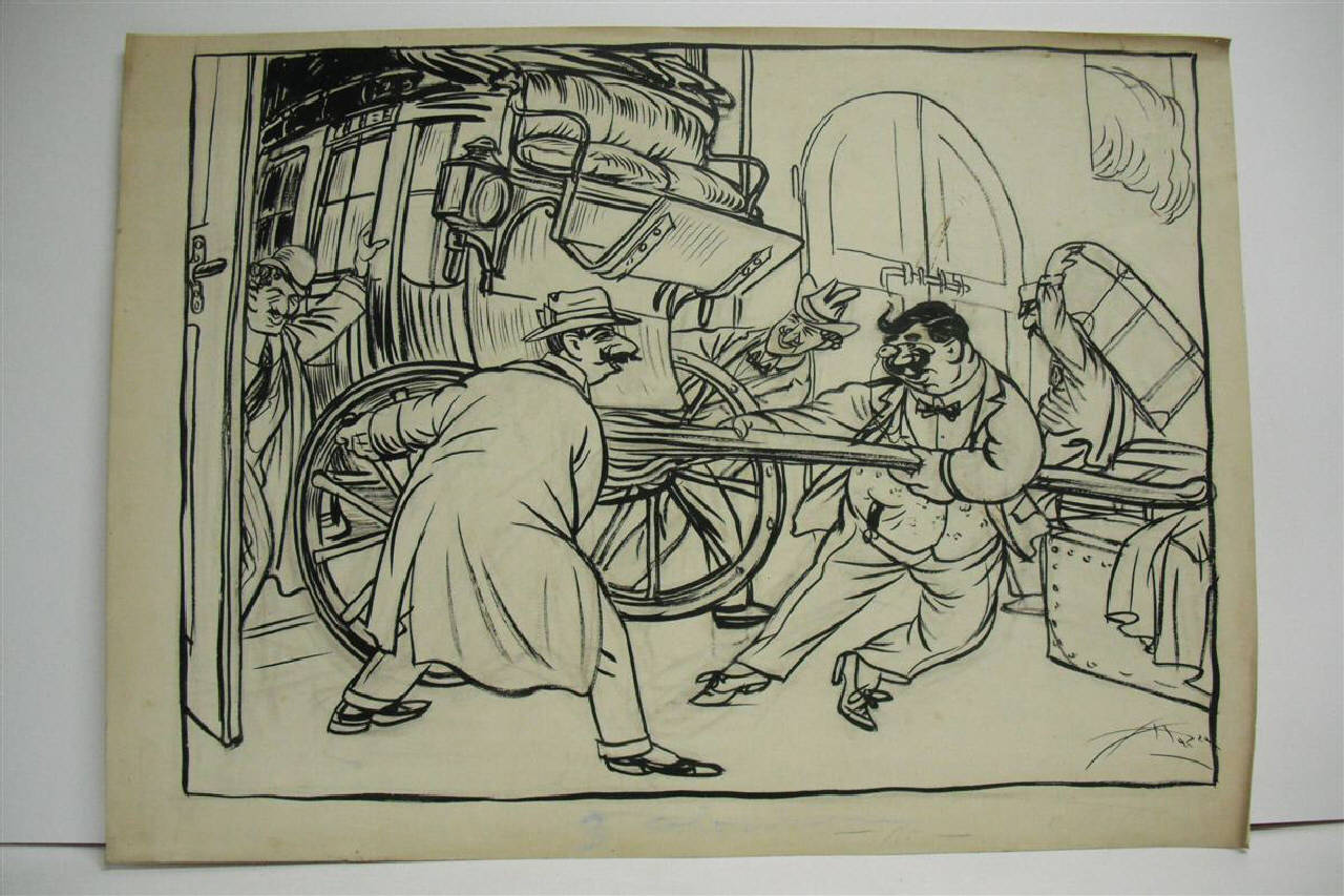 IL RINCARO DELLE TARIFFE FERROVIARIE. (disegno) di Mazza, Aldo (1916/03/12 - )