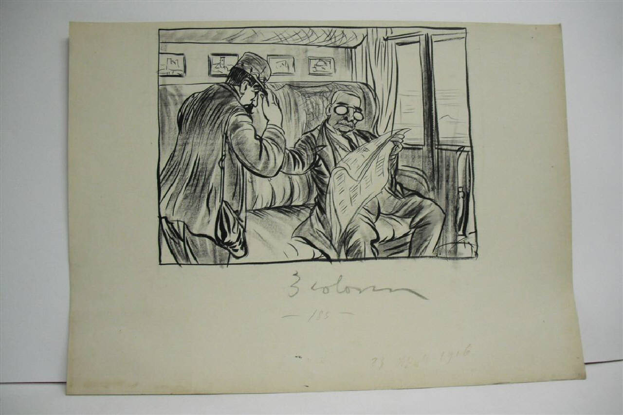 IL PREFETTO E' PARTITO PER ROMA. (disegno) di Mazza, Aldo (1916/04/23 - )