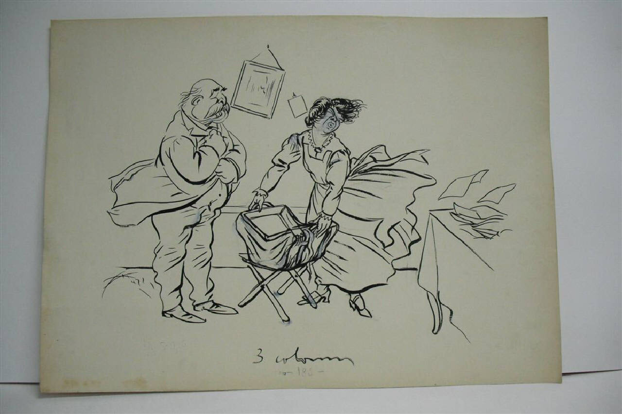 IL RITORNO DI GIGIONE LUZZATTI. (disegno) di Mazza, Aldo (1916/05/07 - )