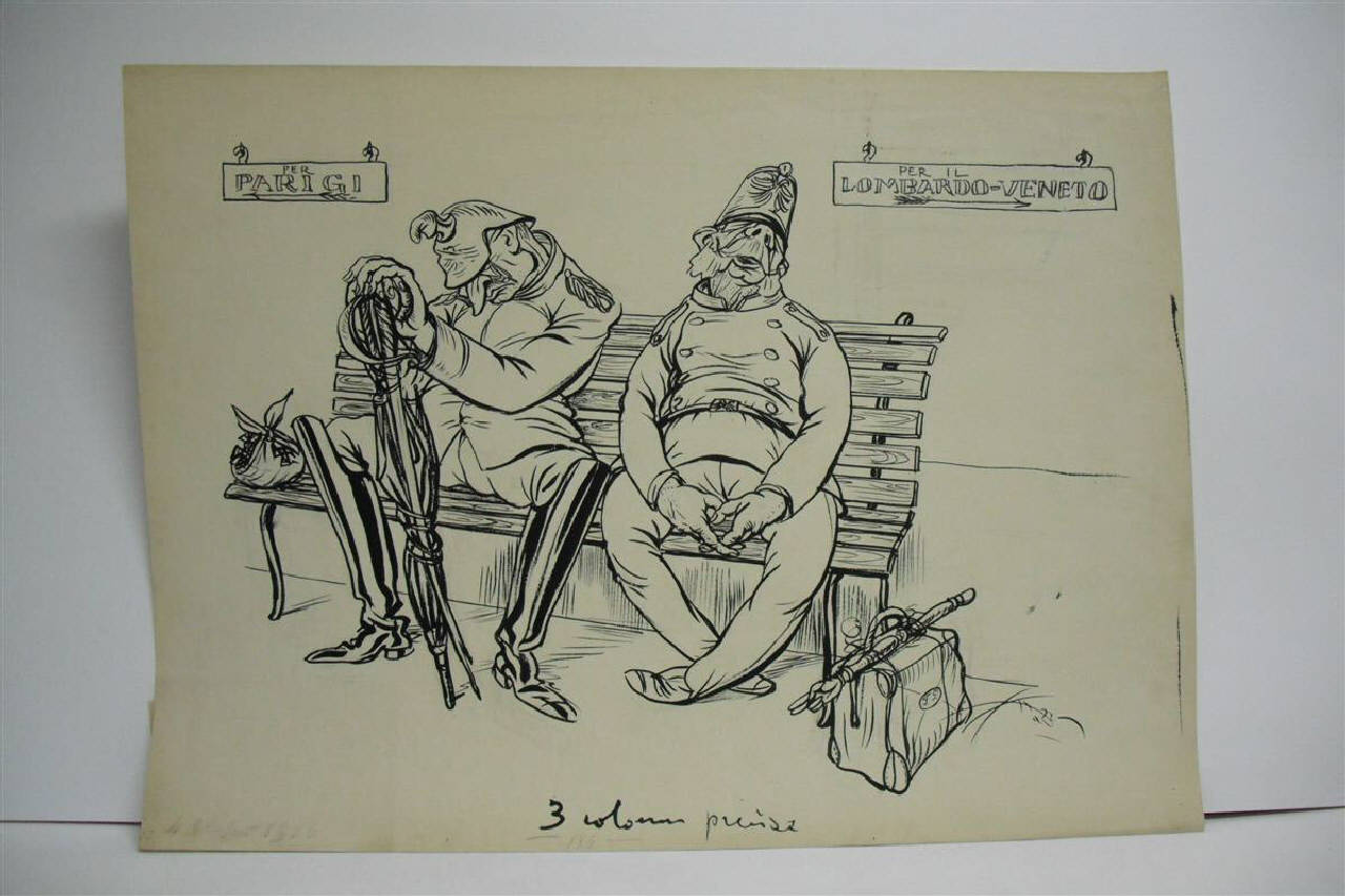 AI DUE FRONTI. (disegno) di Mazza, Aldo (1916/06/04 - )