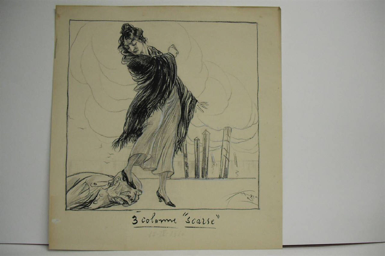 GLI AEORPLANI AUSTRIACI SU VENEZIA. (disegno) di Mazza, Aldo (1916/09/10 - )