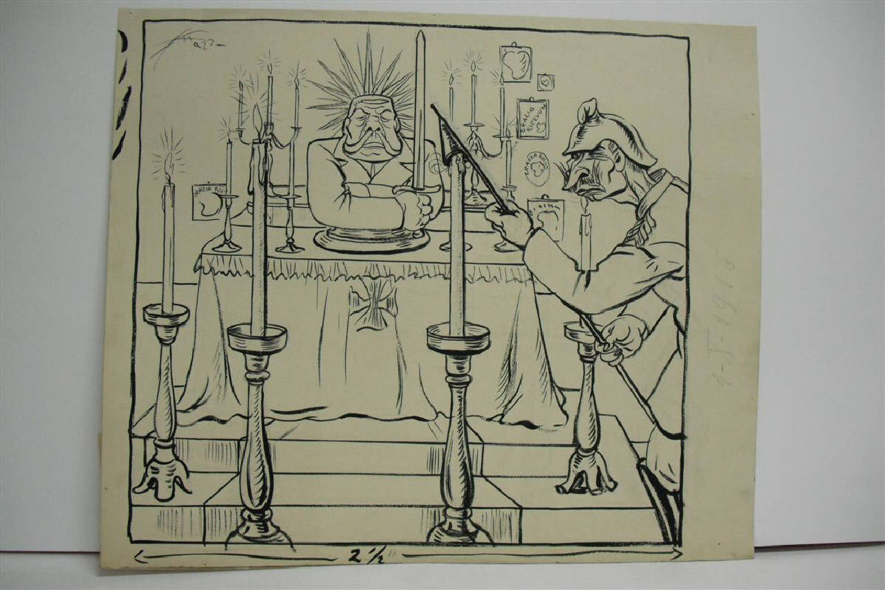 IL CULTO DI SAN HINDENBURG IN RIBASSO. (disegno) di Mazza, Aldo (1916/10/01 - )