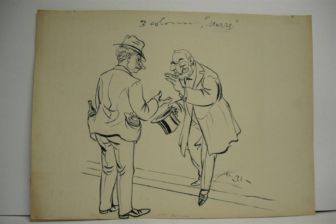 A ROMA ED A MILANO. (disegno) di Mazza, Aldo (1916/10/08 - )