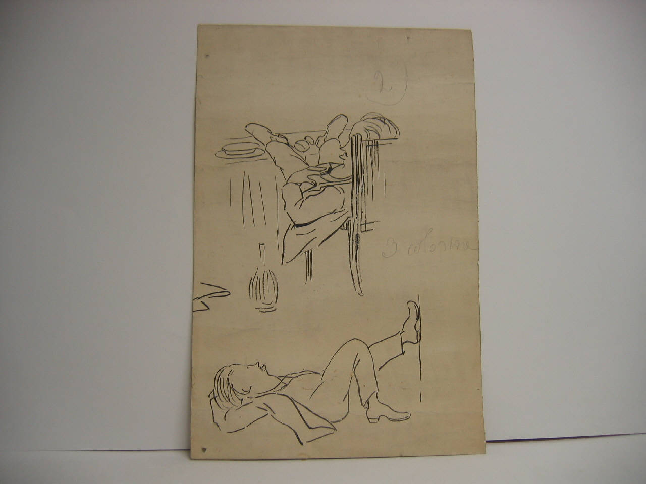 MOVENZE, POSE, ABBIGLIAMENTI DEL SINDACO BARINETTI PER RICEVIMENTI, BANCHETTI E SIMILI. (disegno) di Mazza, Aldo (1904/05/08 - )
