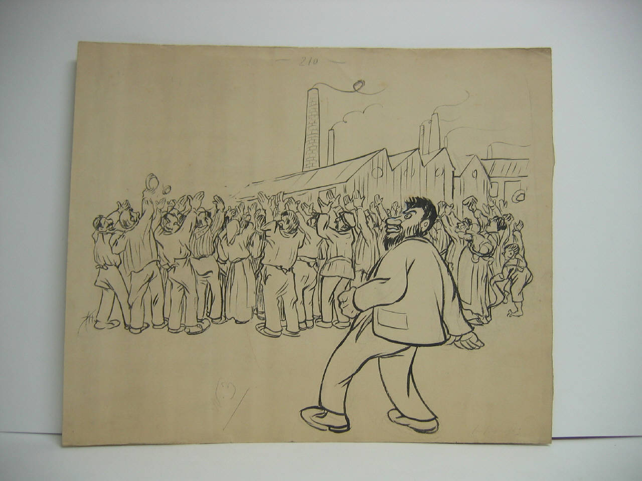 IL RE FRA GLI OPERAI. (disegno) di Mazza, Aldo (1905/10/01 - )