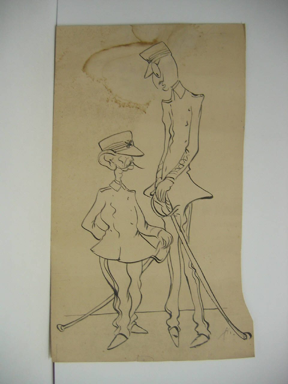 ALLA SCALA = IN RIDOTTO. NEGLI ALTI GRADI DELL'ARTIGLIERIA. (disegno) di Mazza, Aldo (1906/01/28 - )