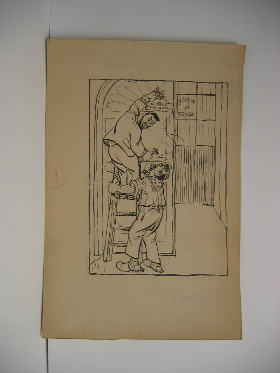 ALLA CAMERA DEL LAVORO (dopo lo sciopero generale). (disegno) di Mazza, Aldo (1906/05/13 - )