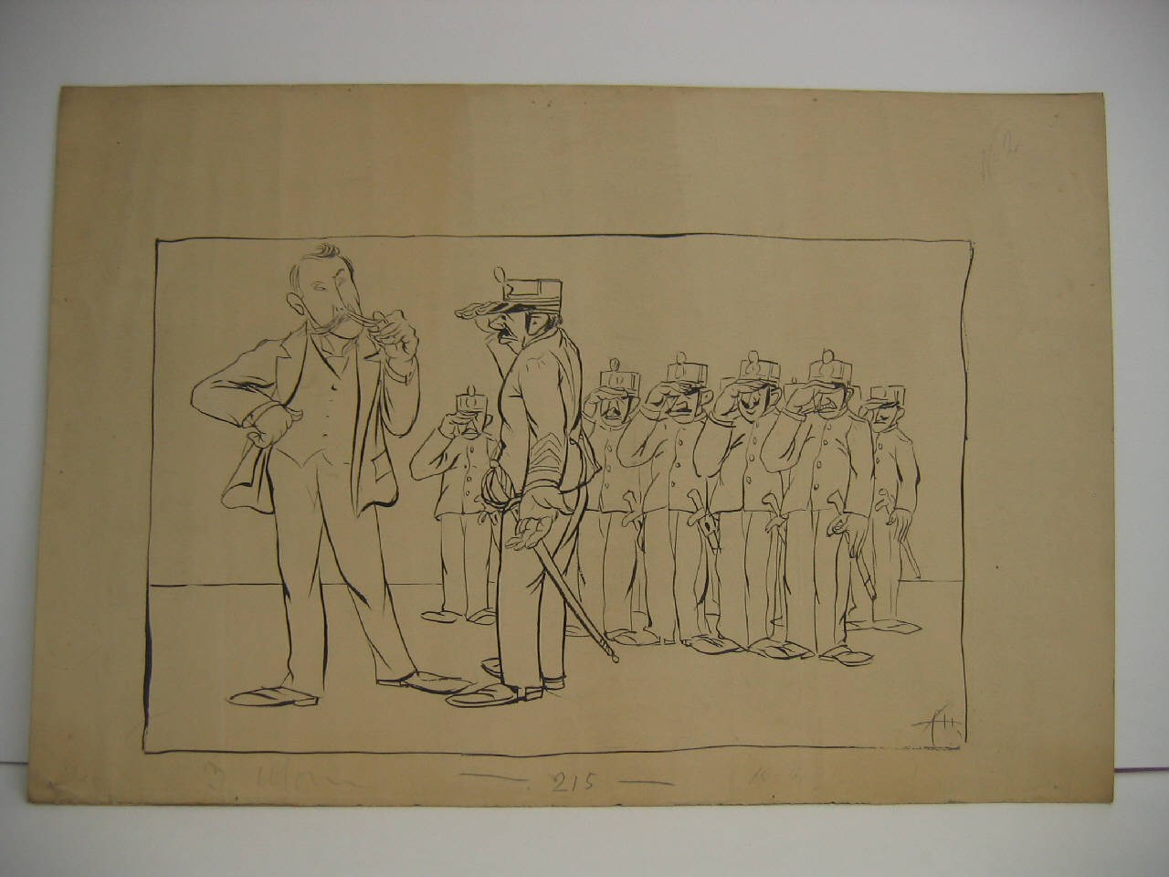 IL GENERALE NASI PASSA IN RIVISTA LA SUA GRAN GUARDIA. (disegno) di Mazza, Aldo (1907/06/16 - )